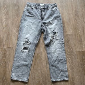 HM women Grey distressed Mom Jeans